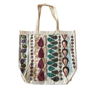 Bluefish Hand Painted Cotton Shopping Canvas Tote Bag 16x18”